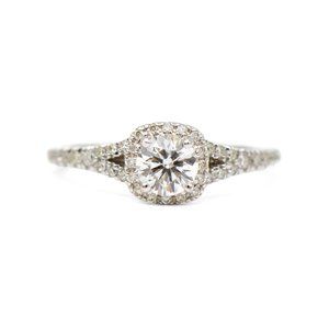 14k White Gold Halo Diamond Engagement Ring